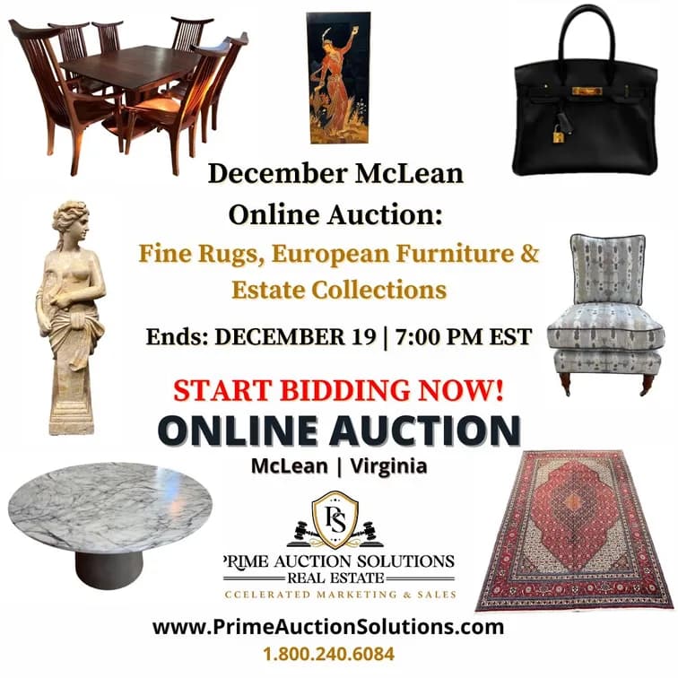 December McLean Online Auction: Fine Rugs, European Furniture & Estate Collections — featured auction photograph