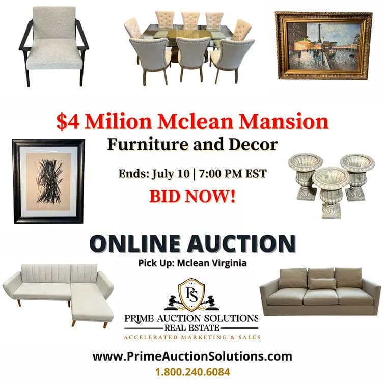 $4 Million McLean Mansion Furniture & Decor Online Auction — featured auction photograph