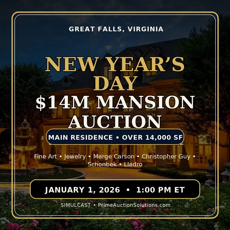 $14 Mill Mansion, New Year's Day Auction, Great Falls Luxury Downsizing — featured auction photograph