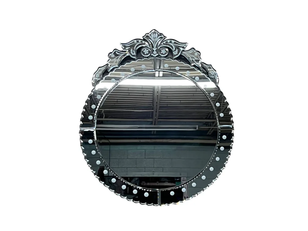 #7321 • Mirror Venetian Style Etched Glass Wall Mirror, 19 x 23”