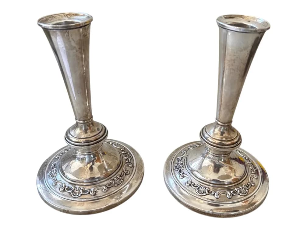 #7471 • Candlesticks Pair Gorham Sterling Silver Weighted Bases, 7 in.